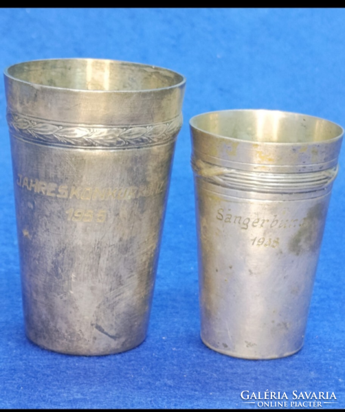 Ezüstözött ,alpakka , 1955. lövészet,1938 dalköri barátság emlékpoharak