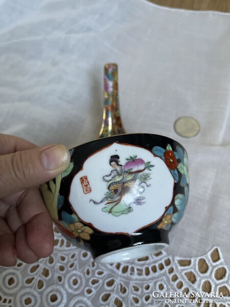 Kinai kézzel festett kis tál kanállal,