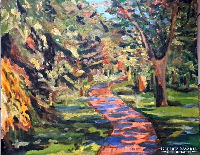 Nagybányai festő ,XX. SZ. Perlrott-Csaba Vilmos: „Parkrészlet nyári fénnyel