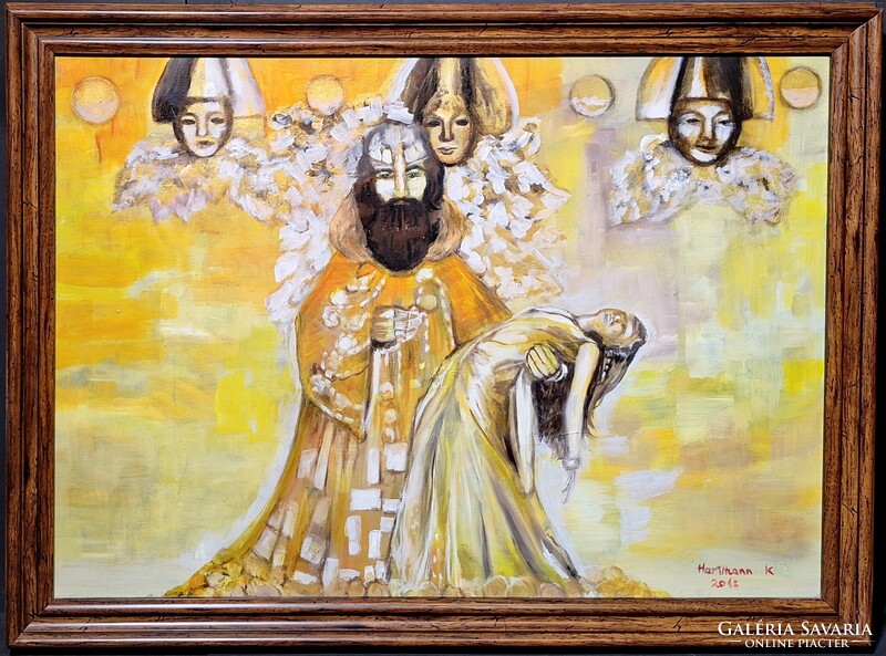 Hartmann Kitty 70x50 cm olaj-vászon, szép keretben! Jelenet, kortárs - Szász Endre tanítványa!
