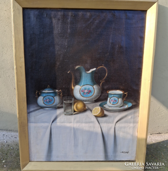 Szilágyi Jolán 1895-1971  Asztali csendélet porcellánokkal