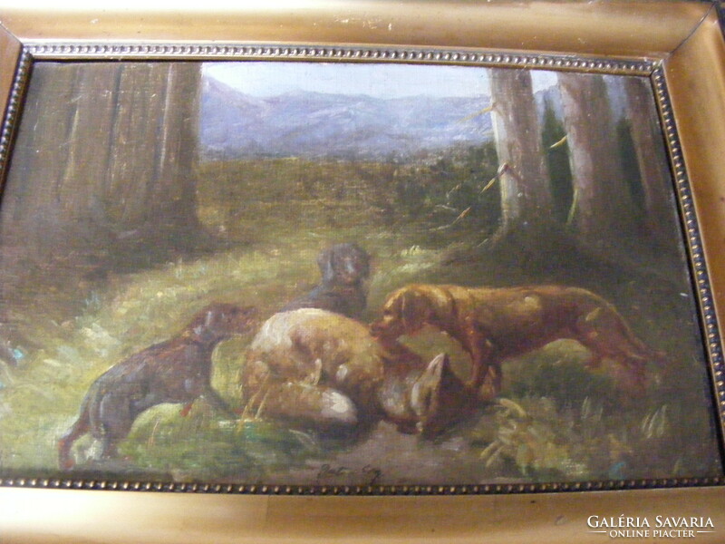 Barta Gyula Julius Barta (Párkány -Pozsony) Vadászat  olaj