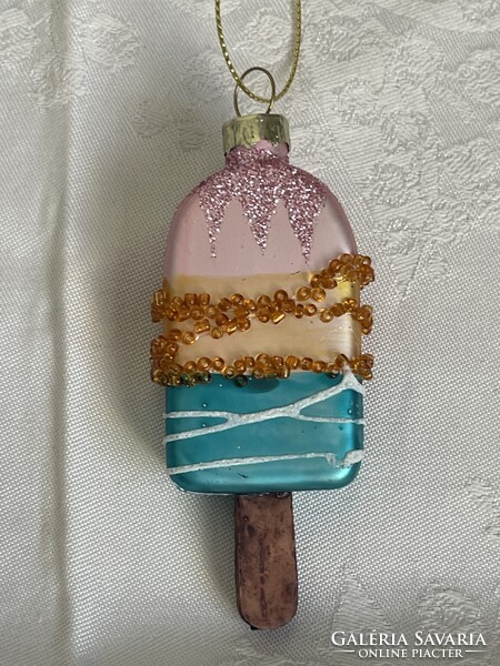 Gyönyörű retró karácsonyfa üveg dísz élénk szép színek.