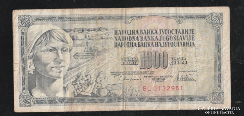 1000 Jugoszláv Dínár 1978