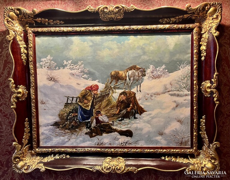 Kolozsváry Pál: Téli  jelenet szekérrel  (1947)