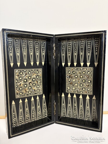 Antik backgammon/sakk tábla, társasjáték