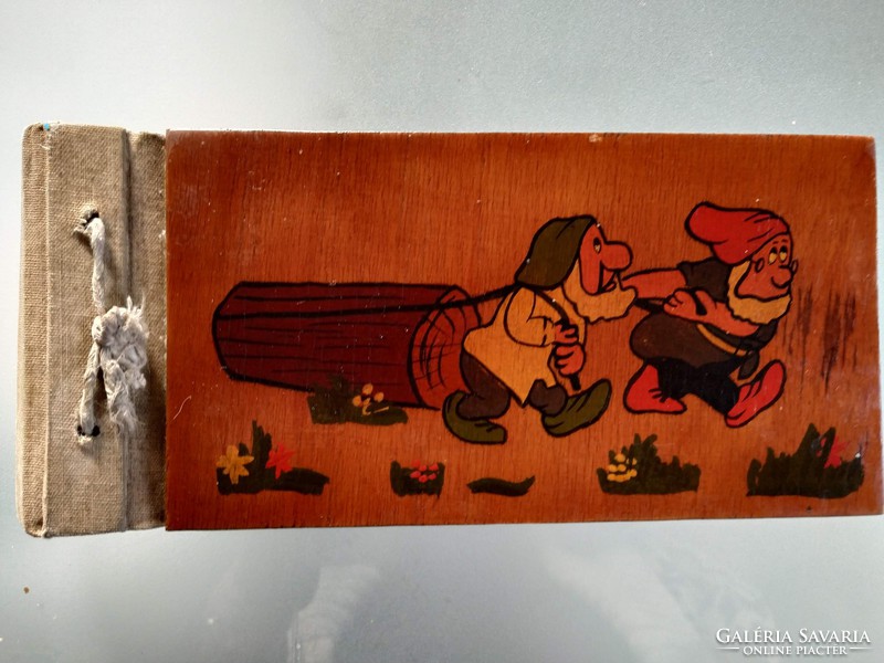 Antik festett  fatáblás fotóalbum