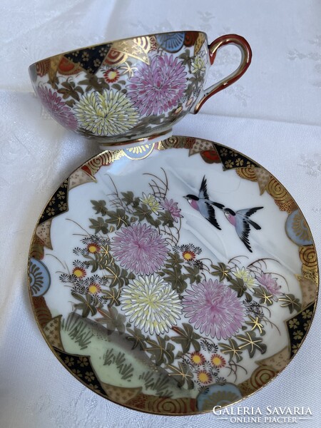 Álomszép  Kinai vékony krizanténos  porcelán teás csésze tányérral.