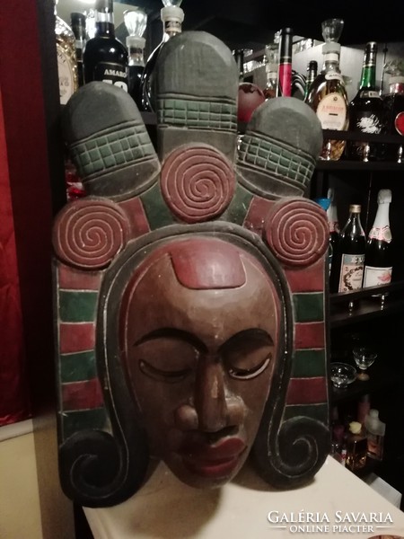 Régi fa festett maszk 50 cm