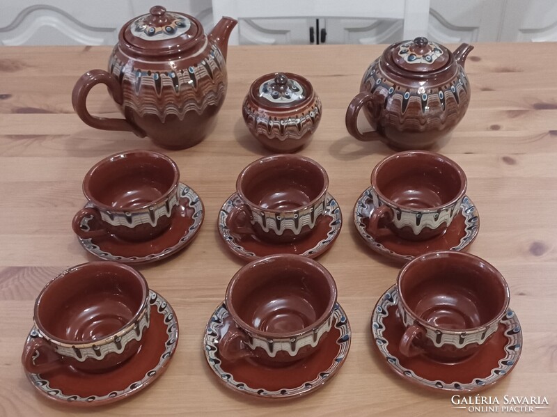 Teás és Kávés 6 személyes Készlet, 2 féle Kiöntővel és 1 db Cukortartóval