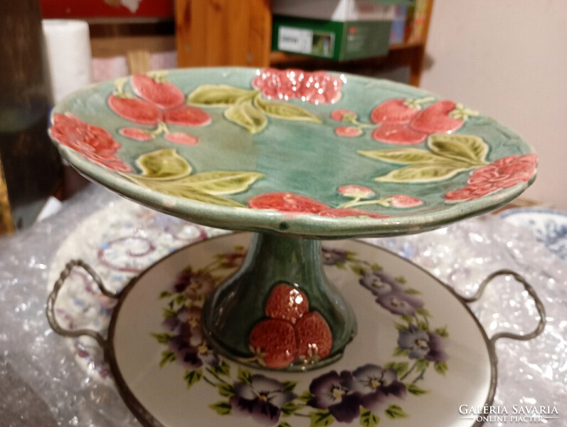 ANTIK  TALPAS TÁL SEMI-PORCELÁN  gyümölcs KÍNÁLÓ  - Art&Decoration