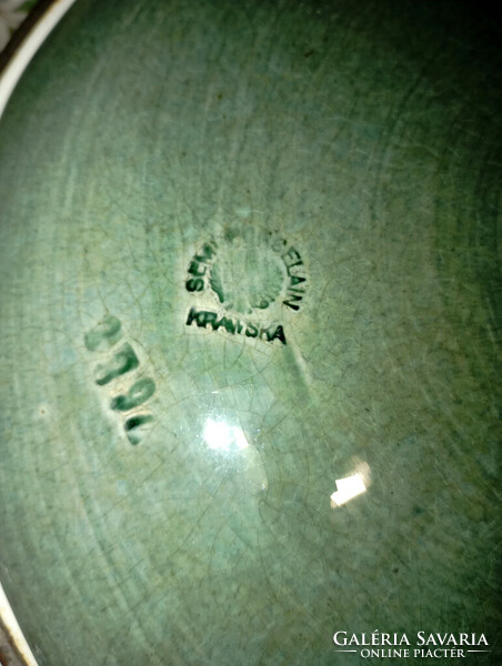ANTIK  TALPAS TÁL SEMI-PORCELÁN  gyümölcs KÍNÁLÓ  - Art&Decoration