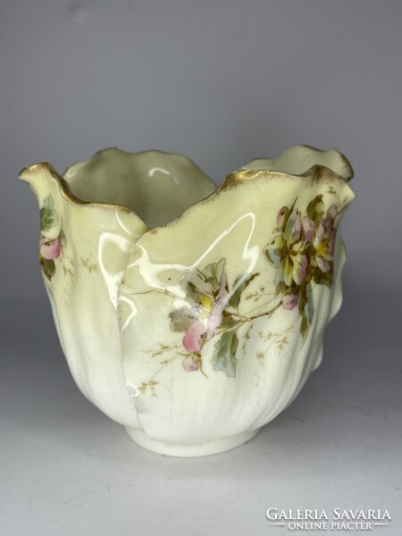 Régi porcelán kaspó vagy búra virágokkal