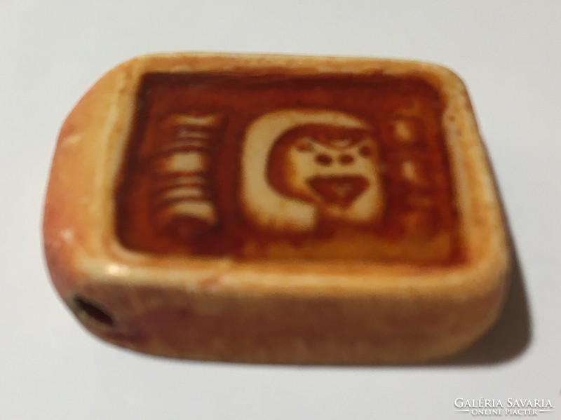 Mexikói etnikai autentikus kézműves mázas kerámia medál egyedi  ékszer hand made in MEXICO