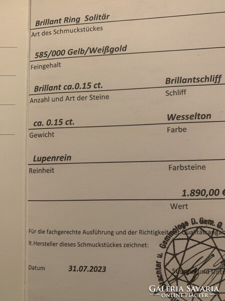 Szoliter Arany gyűrű..Tanúsítvánnyal
