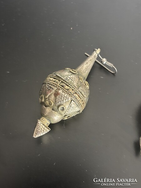 Tuareg / Berber  fülbevaló pár 19. század – amulett formájú, kézi munka, 6 cm
