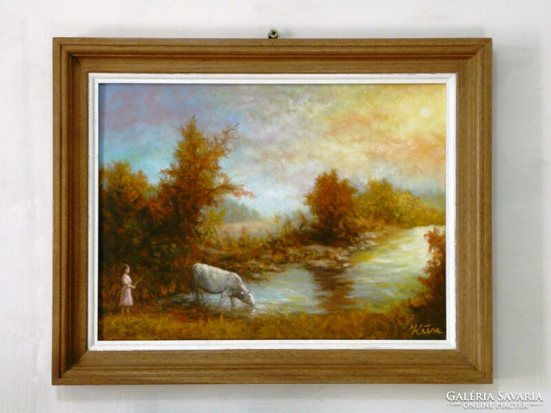 Itatás. Naplemente * Nívós olajfestmény * Hüse J. * Jegyzett *