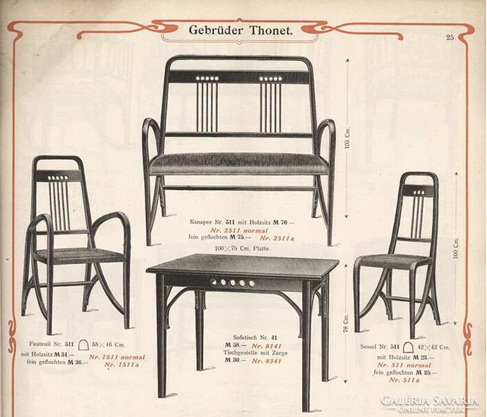 Thonet - Josef Hoffmann Nr. 511 komplett garnitúra, szalon, vagy étkező RITKASÁG!