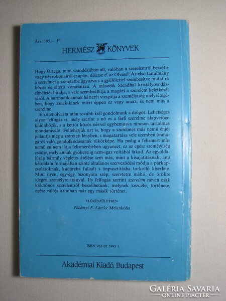 José Ortega y Gasset A szerelemről könyv