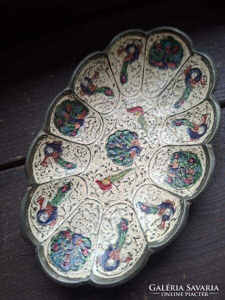 Pávamintás réz tál