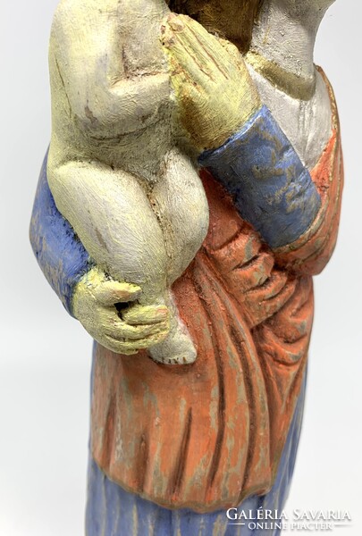Antik Szűz Mária a kis Jézussal-  fából készült szobor 1900-as évek eleje (44cm) RZ