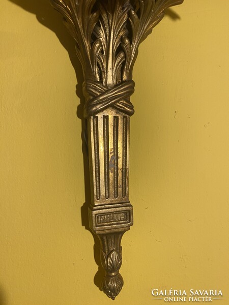 Gyönyörű, aranyozott antik bronz háromágú falikar pár Copf-Empire 51 cm 2,8 kg/db