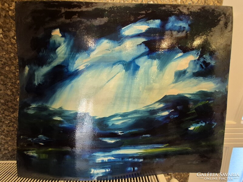 Téli esti tengerparti tájkép