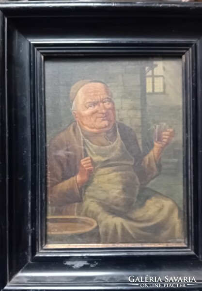 Eduard Grützner jelzéssel : Borozó szerzetes , életkép