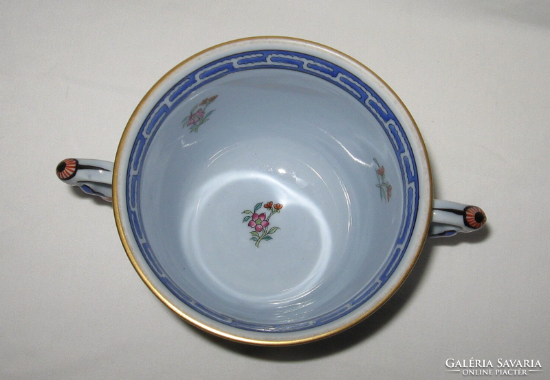 TAVASZI AKCIÓ! CSODÁS HERENDI POISSON CSÉSZE 2 DB MANDARIN FOGÓVAL 1941 HALVÁNYKÉK SZÍNBEN