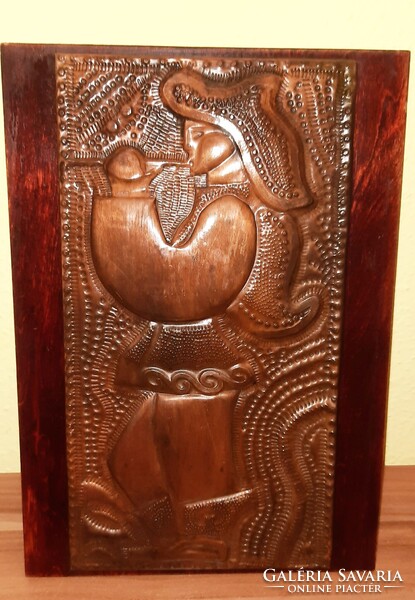 Réz domborított falikép – Juhász furulyával