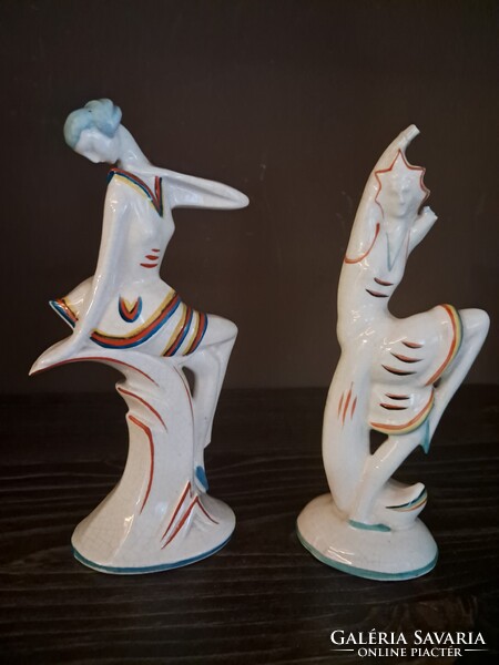 Art Deco Sitzendorf német porcelán figurák – 2 db, gyűjtői tétel