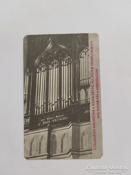COLLEGIUM MUSICUM 1976. évi kártyanaptár - KONCERTEK AZ AVASI TEMPLOMBAN 1976. NYARÁN MISKOLCON