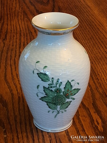 Herendi zöld Apponyi mintás váza jubileumi jelzéssel