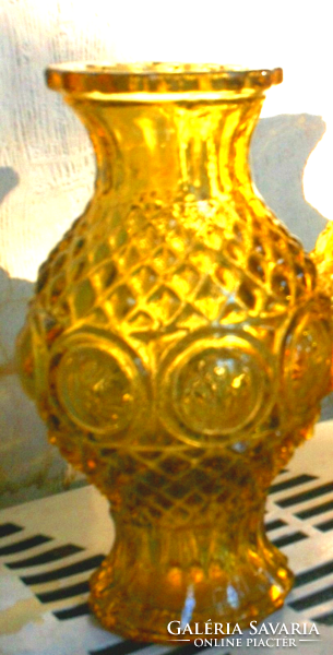Borostyán üveg váza, bütykös, szép és abszolut hibátlan