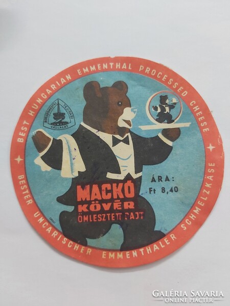 MACKÓ kövér ömlesztett sajt – sajtdoboz címke – retro
