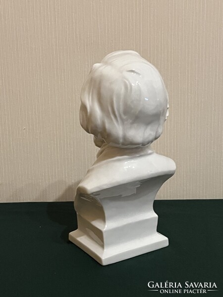 Ritka Herendi fehér Wagner büszt mellszobor 22,5 cm jelzett I. oszt. (P0050)