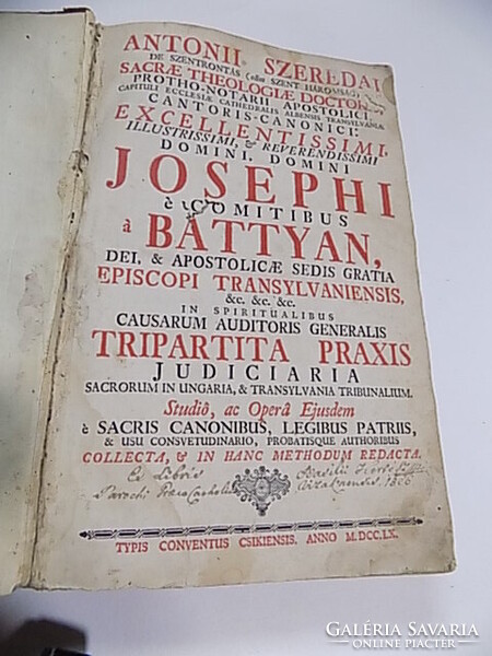 Antonii Szerdai: Josephi Battyan - Tripartita Praxis, 1709. Hiánytalan.