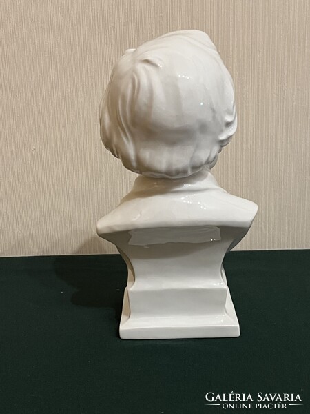 Ritka Herendi fehér Wagner büszt mellszobor 22,5 cm jelzett I. oszt. (P0050)