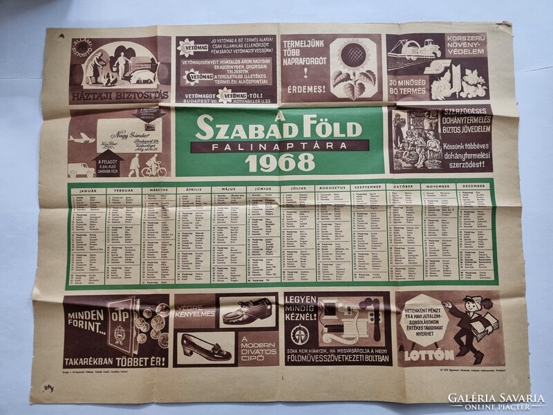 A SZABAD FÖLD falinaptára 1968 - retro