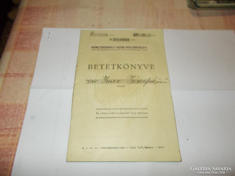 Betétkönyv 1943-ból Hódmezővásárhelyről
