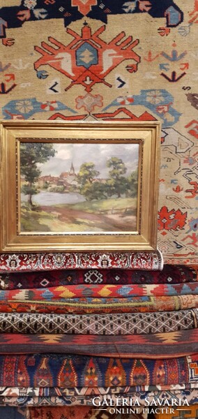 Fényes Adolf  1867 - 1945. Nagyon szépen megfestett tájkép. Olaj-vászon. 62x50cm kerettel.