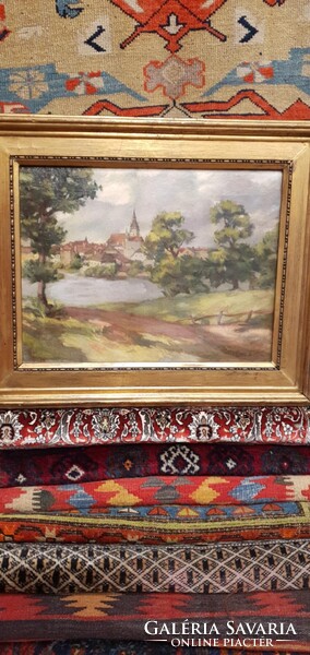 Fényes Adolf  1867 - 1945. Nagyon szépen megfestett tájkép. Olaj-vászon. 62x50cm kerettel.