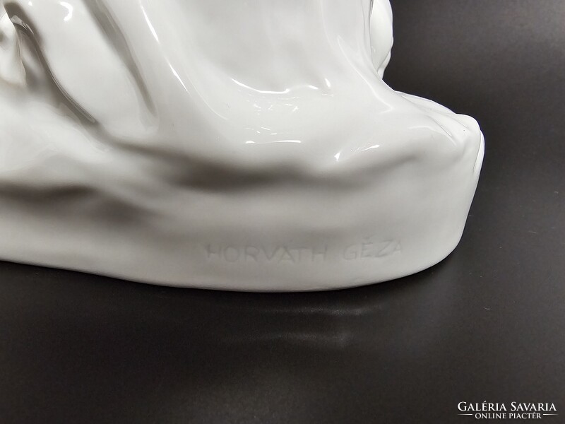 Hatalmas Herendi Térdelő Akt (Antik, 1930 körül)