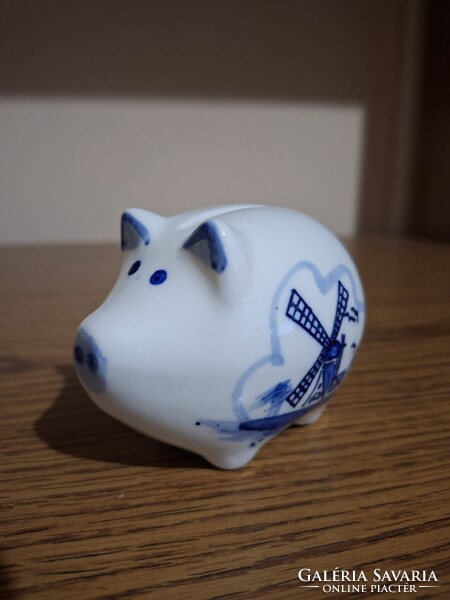 Delft Holland Porcelán szerencsehozó malacpersely. Hibátlan.