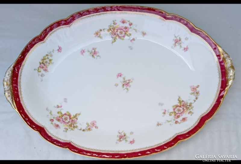 Vintage extra méretű /52x36,5 cm /A&D kézzel festett virágmintás Limoges France pulykatál