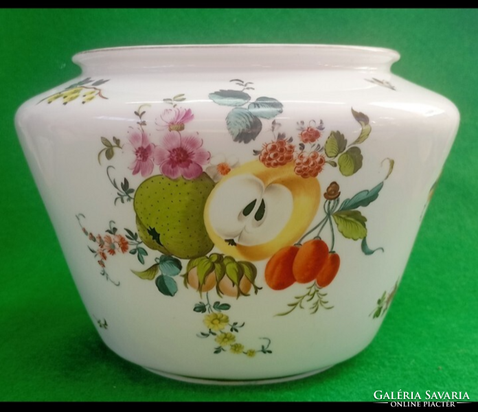 Antik Herendi dúsan kézi festett gyümölcs mintás 16 cm váza 1860-1870 évek