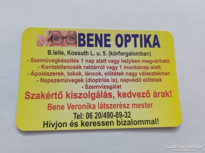BENE OPTIKA Balatonlelle kártyanaptár 2022