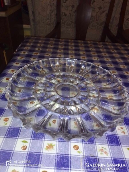 Nagyméretű vastagfalú üvegtál kínáló