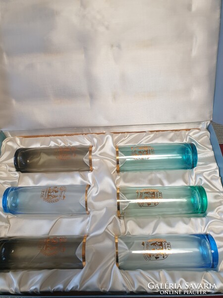 Üvegipari Sportnapok Orosháza 1970 – emblémás pohárkészlet, dobozban