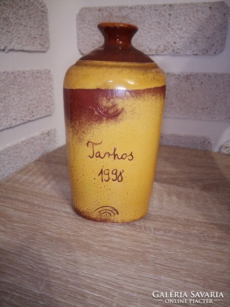 Mázas kerámia butella. Tarhos. 15 cm. Hibátlan.